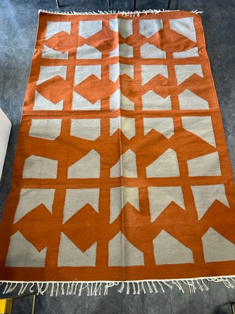 tapis coton gris et orange